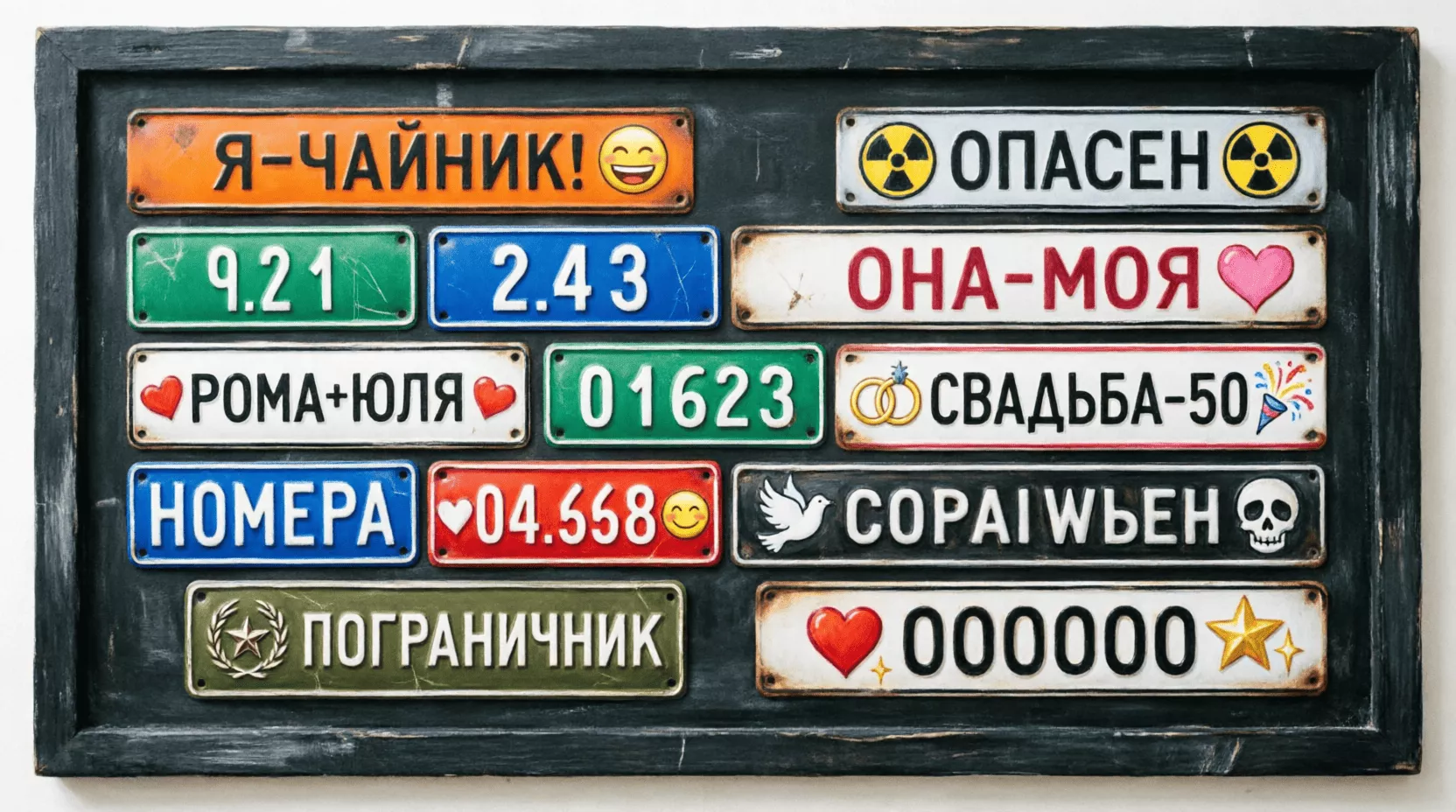 Сувенирная продукция в виде госномеров для автомобиля